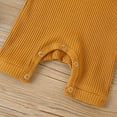 thumbnail image 4 of Newborn Baby Short Sleeve Romper Knit Ribbed Solid Color Cotton Jumpsuits, 4 of 7