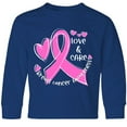 thumbnail image 3 of Inktastic Love, Care, Cure Breast Cancer Awareness Pink Ribbon Long Sleeve Youth T-Shirt, 3 of 5