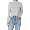 thumbnail image 1 of TheMogan Women's S~3X Essential Soft Jersey Ruched Turtle Neck Long Sleeve Slim Fit Top, 1 of 7