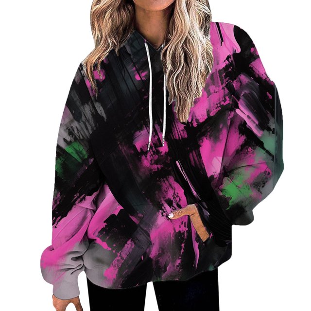 WEAIXIMIUNG Chandails en Molleton pour Femmes Manches Longues Décontractées Légers Pull Ample avec Poche Chandails à Capuchon