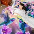 thumbnail image 4 of Castle Fairy Gradient Hummingbird Twin Bedding Sets,Purple Flowers Bedding Comforter Set, 4 of 8