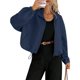 thumbnail image 2 of Chaqueta de Béisbol Holgada Informal con Cuello Alto, Cremallera y Dobladillo con Cordón Ajustable para Mujer. Azul Marino L, 2 of 9