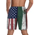 thumbnail image 2 of Mens America Mexico Flag Swimming Trunks with Compression Liner Beach Quick Dry Swim Shorts, 2 of 6