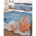 thumbnail image 3 of Quilts Queen Size Bedding Set, Orange Navy Blue Coral Lightweight Quilted Comforter, Summer Beach Coastal Ocean Ombre Soft Reversible Bedspread Coverlet with Pillow Covers for All Season, 90" x 96", 3 of 7