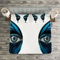 thumbnail image 3 of Ambesonne Eye Quilted Bedspread Set 3 Pcs, Realistic Female Butterfly, King Size, Blue Black White, 3 of 3