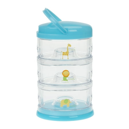 Baby Snack Tray - Innobaby Packin' Smart Stackable and Portable Storage System for Formula, Baby Snacks and more. 3 Stackable Cups in Blueberry Sorbet. BPA Free.