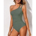 thumbnail image 4 of SURJDE One Shoulder One Piece Swimsuit for Women Tummy Control Bathing Suits Modest Full Coverage Keyhole Swimwear, 4 of 6