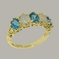 thumbnail image 3 of LBG British Made 10k Yellow Gold Natural Blue Topaz & Opal Womens Eternity Ring - 33 size options - Size 5, 3 of 8