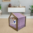 thumbnail image 3 of Teen Room Pet House, Little Kittens Pattern with Heart Caricature Funny Cat Cartoon, Outdoor & Indoor Portable Dog Kennel with Pillow and Cover, 5 Sizes, Violet Pink Black, by Ambesonne, 3 of 5