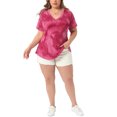 thumbnail image 2 of Agnes Orinda Women's Plus Size Blouses Casual V Neck Short Sleeve Tie Dye Summer Tops 4X Burgundy, 2 of 6