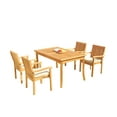 thumbnail image 2 of Grade-A Teak Dining Set: 4 Seater 5 Pc: 60" Rectangle Table And 4 Leveb Stacking Arm Chairs Outdoor Patio WholesaleTeak #51LV1305, 2 of 6