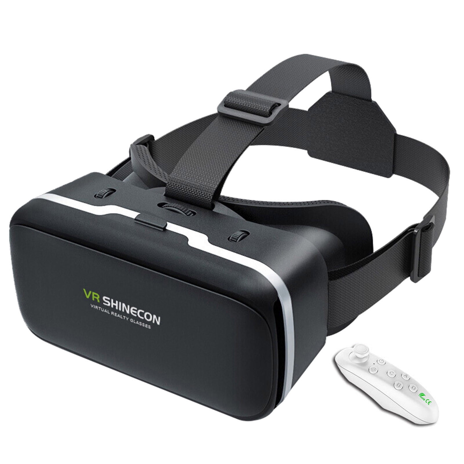 VR Headset with Controller - Universals 3D Glasses, HD Aspheric Lenses, Adjustable Headband, Immersive Virtual Reality for Movies & Games, Family Gift