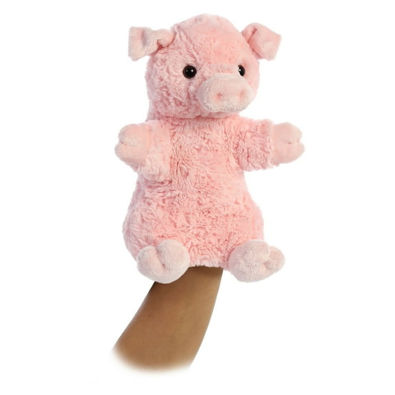 Aurora - Medium Pink Hand Puppet - 9.5" Pinky The Pig - Interactive Stuffed Animal