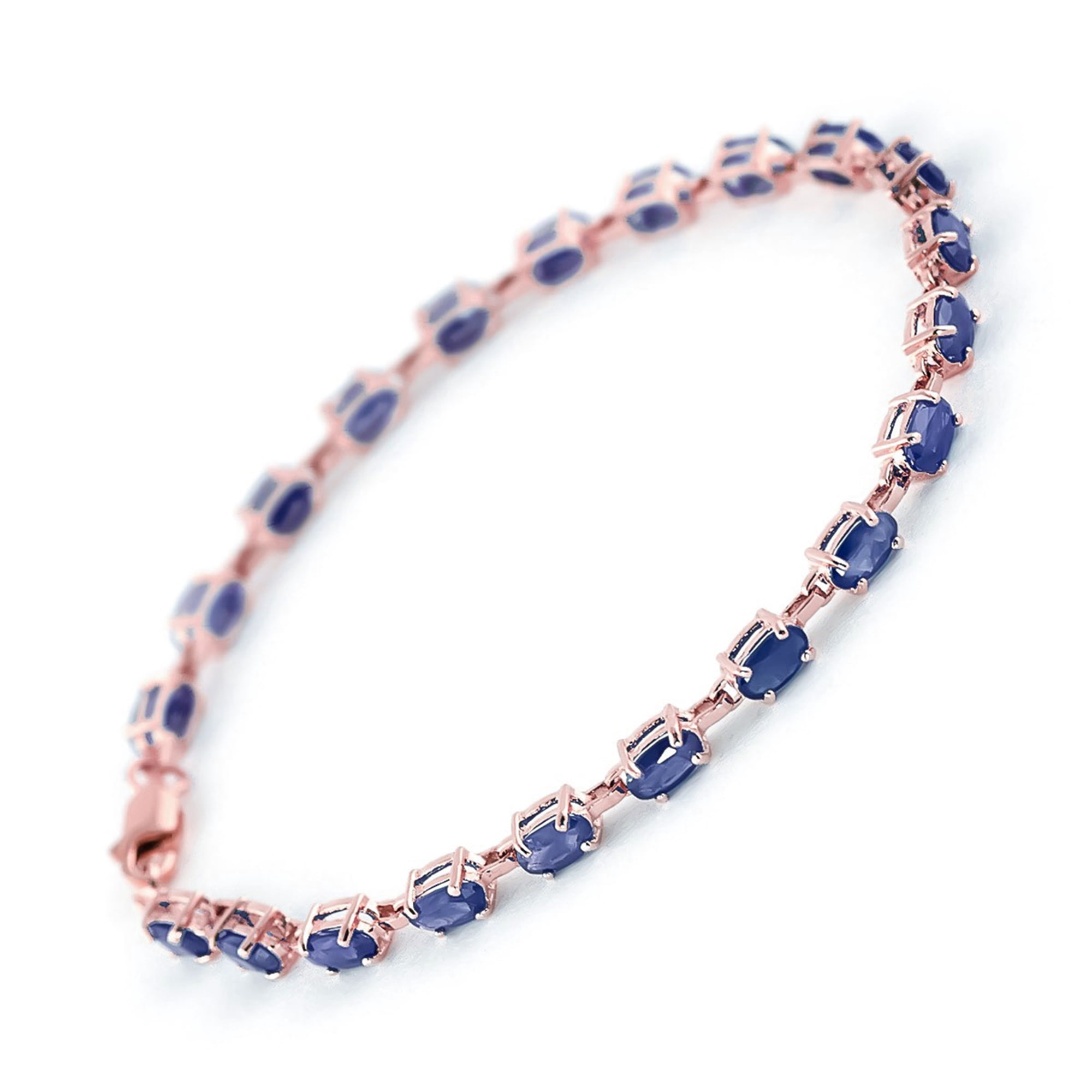 Galaxy Gold 14K Solid Gold Natural Sapphire Tennis Bracelet for Women - Rose Gold Fine Jewelry