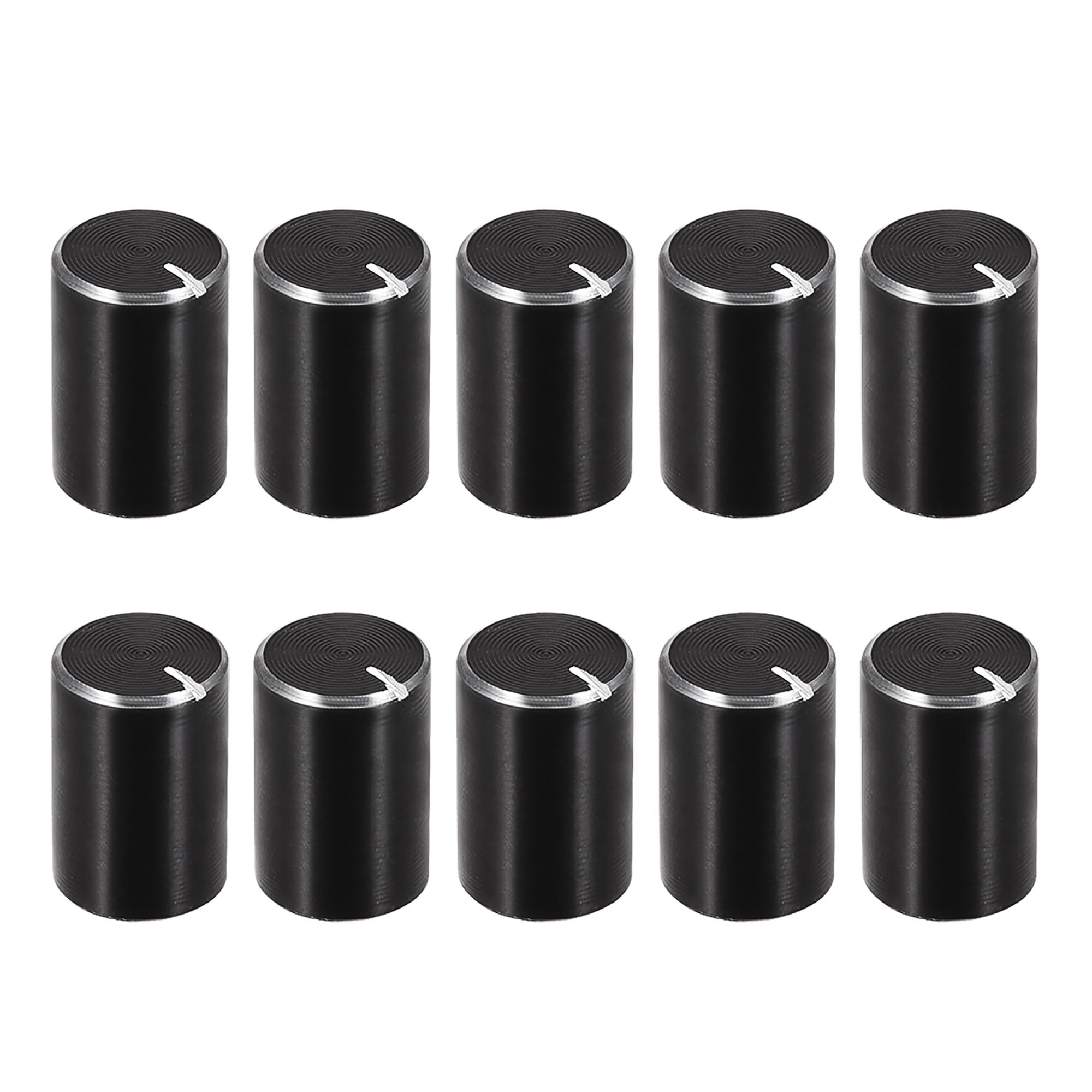 10 pcs Potentiometer Knob Knurled Shaft Black Aluminum 6mm Shaft Dia
