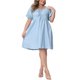 thumbnail image 2 of Vestido de Pascua de talla grande con cuello y lazo delantero de Agnes Orinda para mujeres 3X azul claro, 2 of 6
