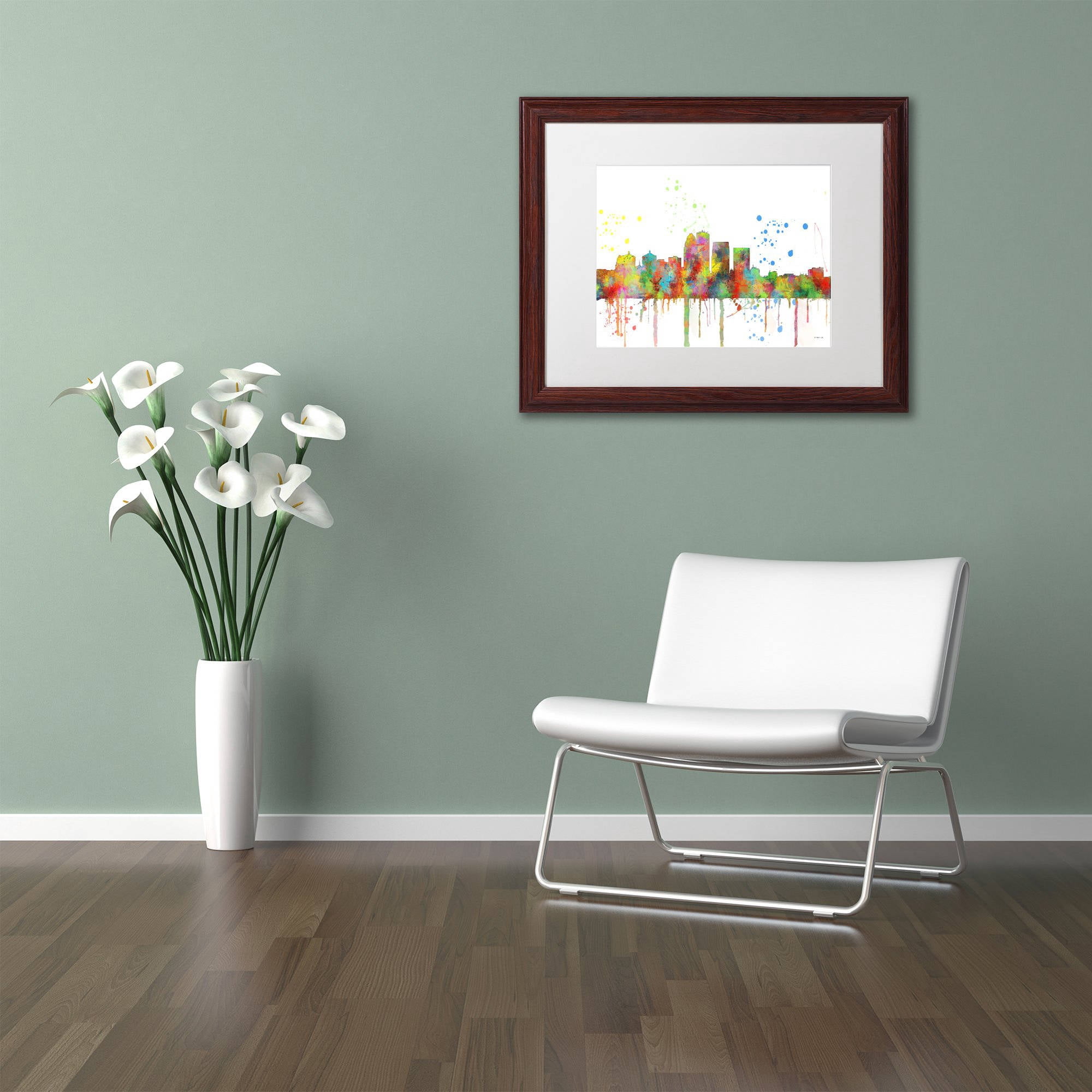 Trademark Fine Art "Louisville Kentucky Skyline Mclr-1" Canvas Art by Marlene Watson, White Matte, Wood Frame