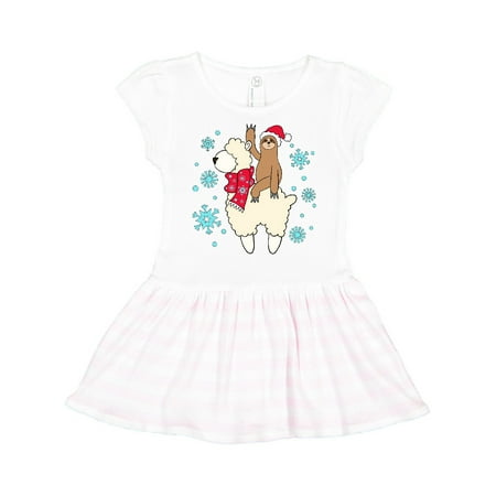 

Inktastic Christmas Cute Sloth and Llama Gift Toddler Girl Dress