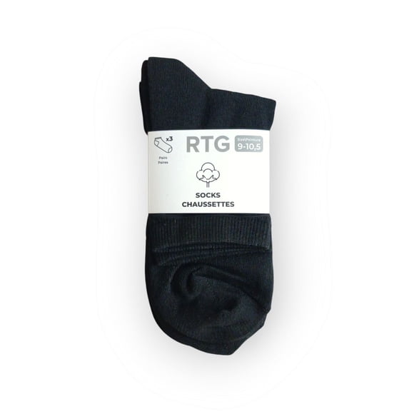 RTG Chaussettes en Coton, Noir, Hauteur Moyenne, 18 Paires