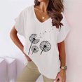 thumbnail image 2 of Jewelreauty Cotton Linen Shirts Women Short Sleeve V Neck Floral Print T-Shirts Casual Cozy Pullover Summer Tops (2XL, C White), 2 of 4