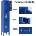 thumbnail image 5 of Metal Locker with 3 Doors - Employees Locker with Hooks, 66" Storage Cabinet for Home, Office, Gym - Blue, Requires Assembly, 5 of 6