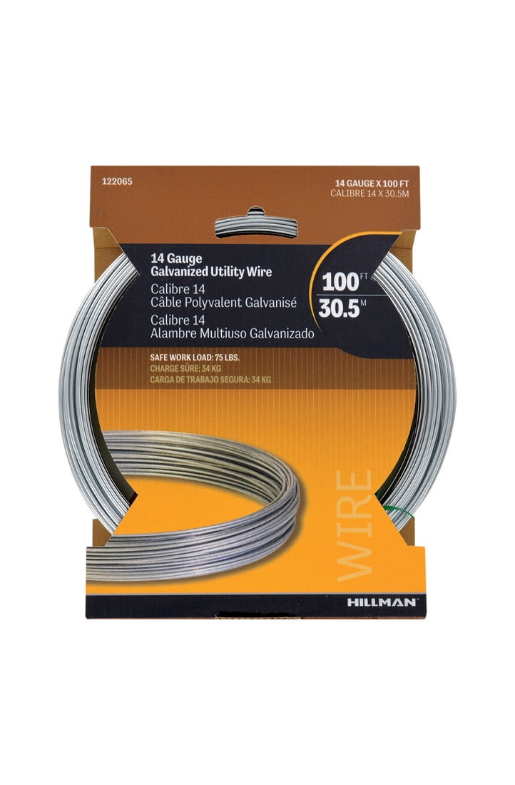 Hillman 122065 14-Gauge Galvanized Wire, 100-Ft. - Quantity 1