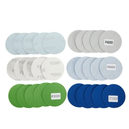 

30Pcs 3Inch Sanding Discs 1000/2000/3000/4000/5000/7000 Grit Wet & Dry Sandpaper