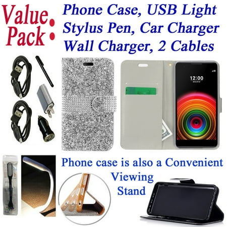 ~Value Pack~ for LG X STYLE Volt 3 Tribute HD Case Phone Case Dual Layer Hybrid Hard Back Bling Diamond Slim Shock Bumper Cover Dollar (Best Phone 300 Dollars)