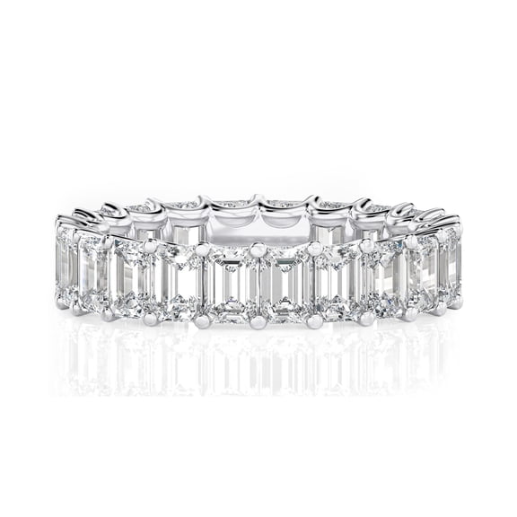 DIAMOND CLUB 11/2 Carat Lab Grown Diamond Emerald Eternity Ring 14K White Gold (VS1, F Color), Eternity Style Ring