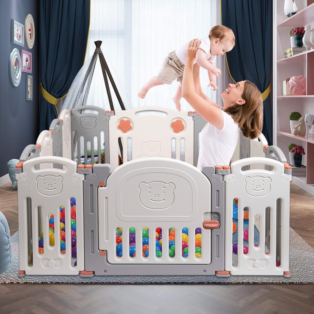 SamyoHome 14 Panels Foldable Baby Playpen Play Yards Activity Center