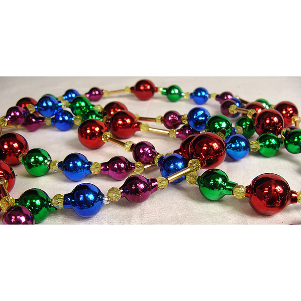 Club Pack of 12 Glass Bead Multicolored Christmas Garlands 6' - Walmart
