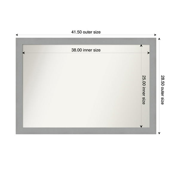 Amanti Art Custom Wall and Bathroom Mirror (28.5 x 41.5 in.), Brushed Nickel Frame