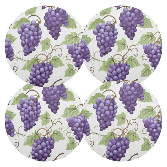 Ryvnso Grapes Fruit Round Plate Mats Dining Table Placemat Set of 4 for Holiday Decoration