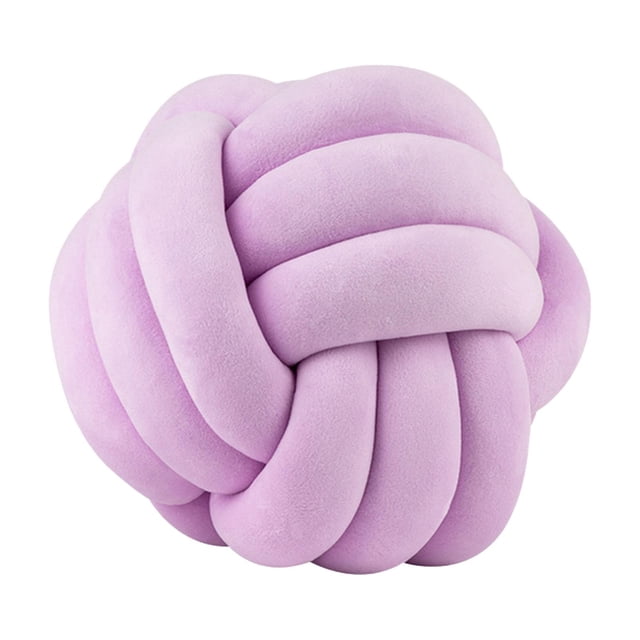 DOLITY Soft Knot Ball Pillow Round Handmade Throw Pillow for Office Living Room violet