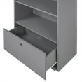 thumbnail image 3 of Storage Bookcase with 2 Open Shelves,Drawer and Heart-Shaped Cutout Drawer Handles,Storage Cabinet Organizer,Cupboard for Living Room, Bedroom, Home Office,Gray, 3 of 7