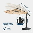 thumbnail image 2 of 10ft Patio Umbrella Offset with Solar Light and Base,Offset Hanging Patio Outdoor Market Umbrella with Easy Tilt and Crank,for Yard,Garden,Home,Pool & Deck,Beige, 2 of 8