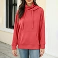 thumbnail image 2 of XIAOCHA Womens Hoodies Oversized Kangaroo Pockets Funnel Neck Drawsting Hooded Loose Fit Long Sleeve Simple Solid Color Pullover Hoodies Sweatshirts, 2 of 7