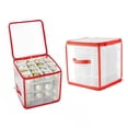 thumbnail image 1 of Caja de almacenamiento de adornos navideños de 64 rejillas, divisores, cierre de cremallera doble, plegable, transparente , conservación Soledad contenedor de almacenamiento, 1 of 10