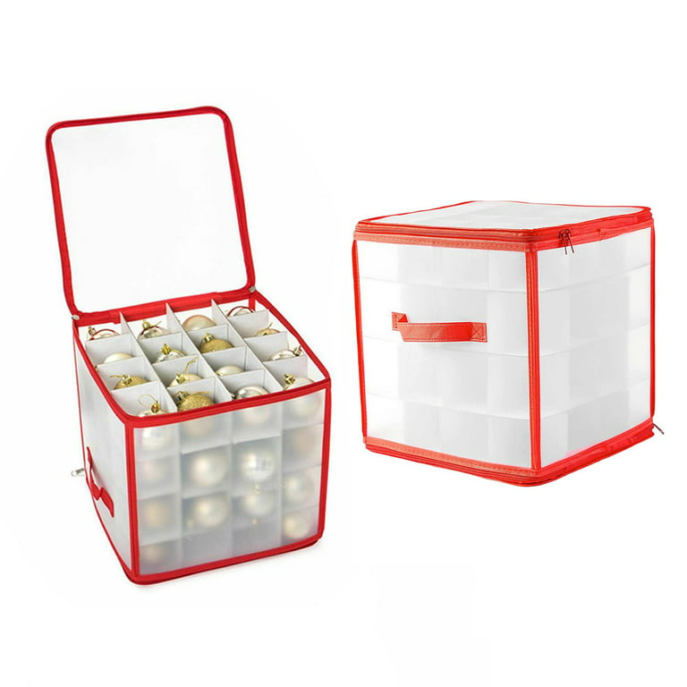 Christmas Ornament Storage Container - Box Stores Up to 96 - 3 Ornaments –  With 4 Individual Trays -Heavy Duty 600D Tear Resistant Material 