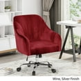 thumbnail image 2 of Noble House Lylah Glam Velvet Home Office Chair with Swivel Base, Wine and Silver Finish, 2 of 7