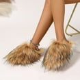 thumbnail image 5 of Bkhluea Womens Fluffy Faux Fur Slides Furry Soft Plush House Slippers Shoes Indoor Outdoor Slip On Slipper, 5 of 7