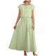 thumbnail image 2 of Puntoco Vestido Suelto De Verano De Color Sólido Con Cordones Vestido De Manga Corta Con Cuello Redondo Vestido De Cuello Redondo De Manga Corta Verde Menta M,Regalos Para Mujer Joven, 2 of 5