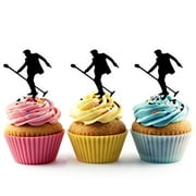 Elvis Rock Star Silhouette Acrylic Cupcake Toppers 12 pcs