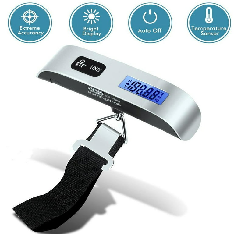 Rhorawill Digital Luggage Scale Luggage Scale Hanging Scale Backlit LCD  Display Tare Function Up to 110lb / 50kg Luggage Scale Suitable for Travel
