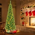 thumbnail image 3 of Artificial Christmas Tree Holiday Decorations Christmas Gift Christmas Tree Christmas Decor Artificial Slim Christmas Tree Xmas Decoration /w100LED Lights Warm White5 6 7ft, 3 of 10