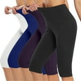 thumbnail image 3 of 3 Pack Capri Leggings for Women with Slant Pockets - Solid Color High Waisted Capris Yoga Pants for Workout, 3 of 6