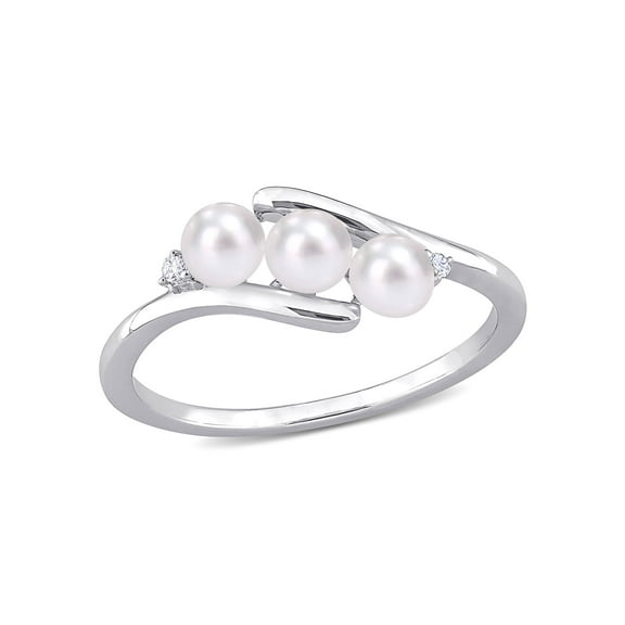 Everly Women's Cultured Pearl and Diamond Sterling Silver Ring