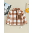 thumbnail image 2 of Bagilaanoe Toddler Baby Boy Girl Fleece Jacket Plaid Stand Collar Long Sleeve Coat 6M 12M1 8M 24M 3T 4T Kids Fall Winter Warm Outwear, 2 of 9