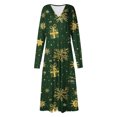 thumbnail image 5 of RKSTN Robes pour Femmes Robe de Noël Manches Longues Col en V Couleur Unie Mi-Mollet Robe Ample, 5 of 5