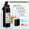 thumbnail image 2 of Vacuum Insulated Water Bottle 40oz - with Straw & Spout Lids, Paracord Handle for Sport, Protective Cup Mat, BPA-Free Reusable Insulated Water Bottle - Black Hydro Bottle with Straw,Cold-48H Hot-24H, 2 of 9